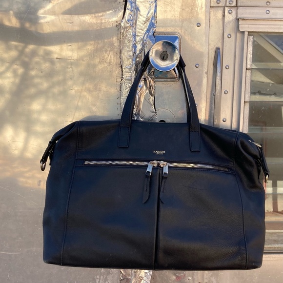 KNOMO LONDON - AUDLEY Designer Black Leather Laptop Briefcase Bag *SOLD OUT* - Picture 1 of 10